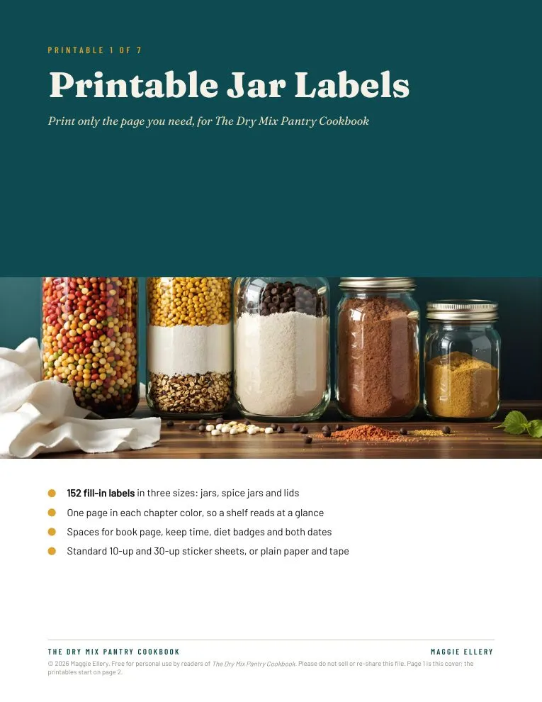 First page of the Printable Jar Labels printable