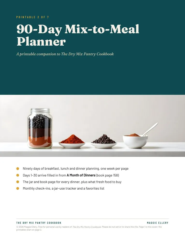 First page of the 90-Day Mix-to-Meal Planner printable
