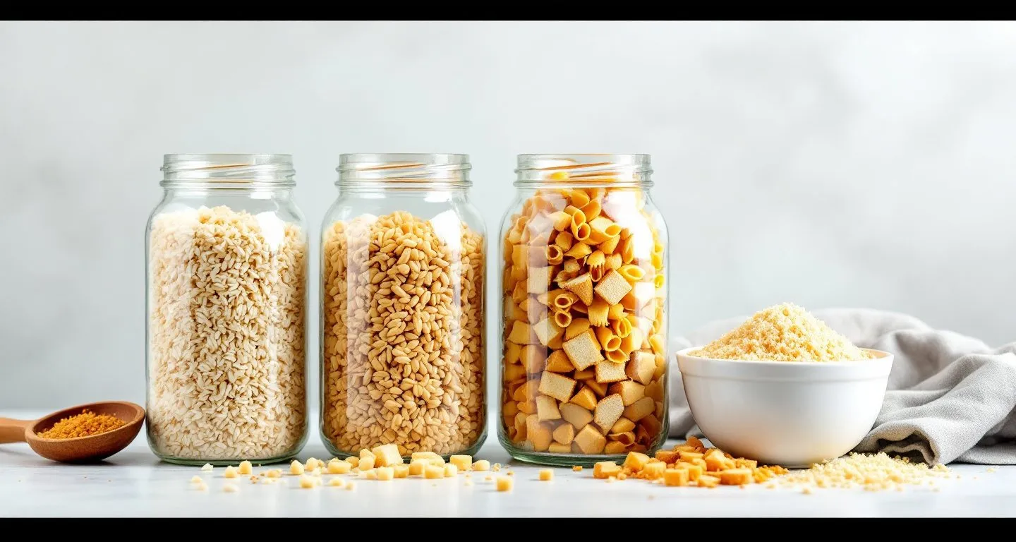 A row of homemade dry mixes in labeled glass jars